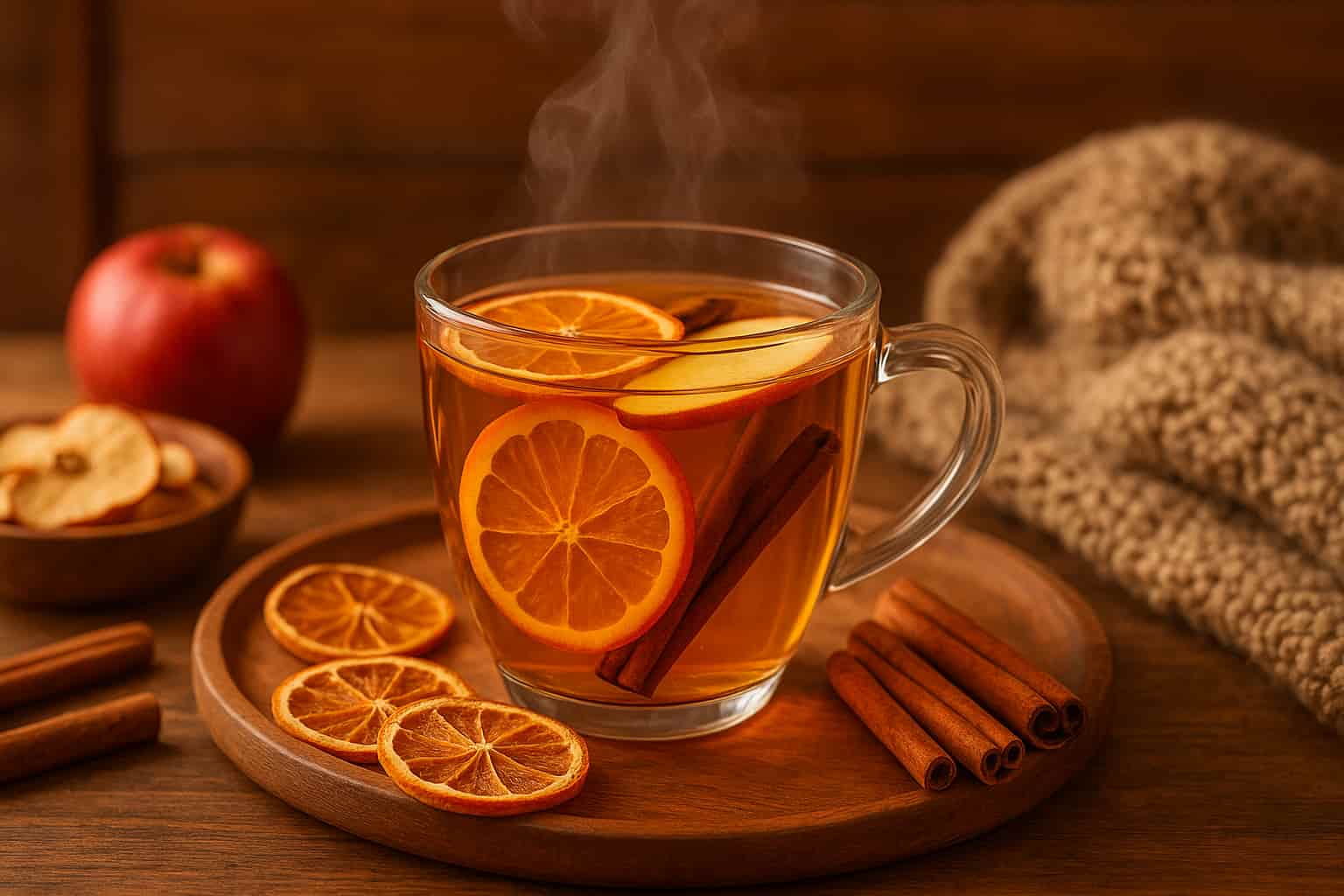 دمنوش میوه خشک نیکان فروتس | چای با پرتقال و سیب خشک و دارچین